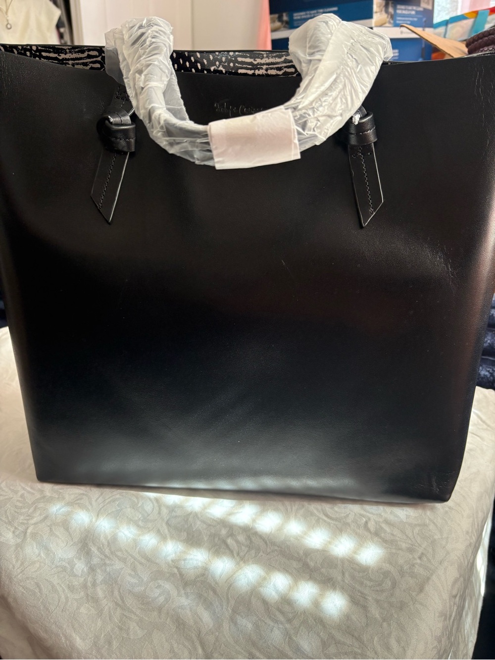 Foley + Corinna Black Smooth Leather Tote